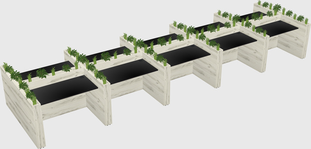 Rectangular shared desk