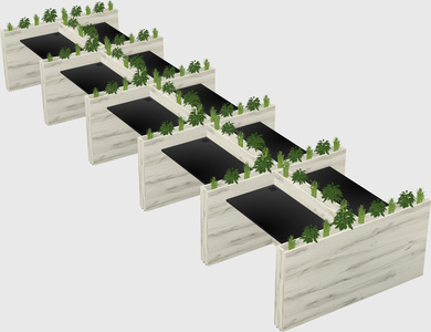 Rectangular shared desk
