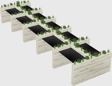 Rectangular shared desk