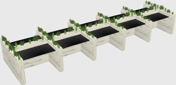 Rectangular shared desk