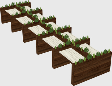 Rectangular shared desk