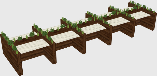 Rectangular shared desk
