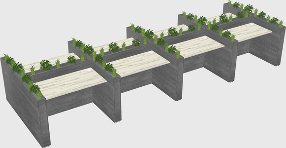 Rectangular shared desk