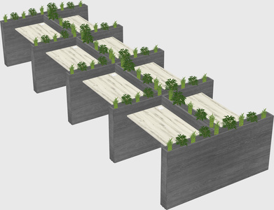 Rectangular shared desk