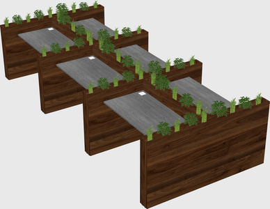 Rectangular shared desk