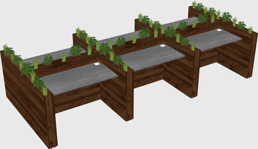 Rectangular shared desk