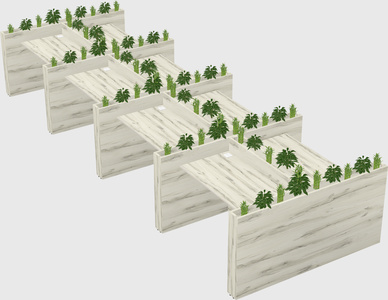 Rectangular shared desk