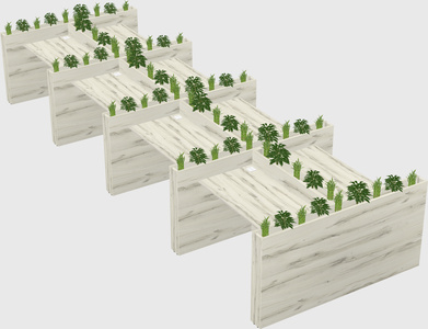 Rectangular shared desk