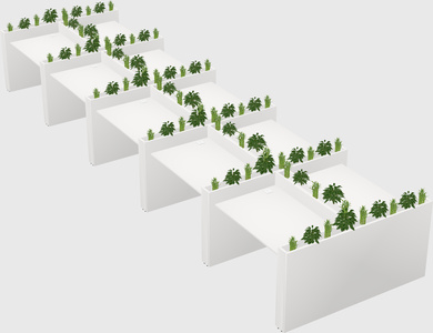 Rectangular shared desk
