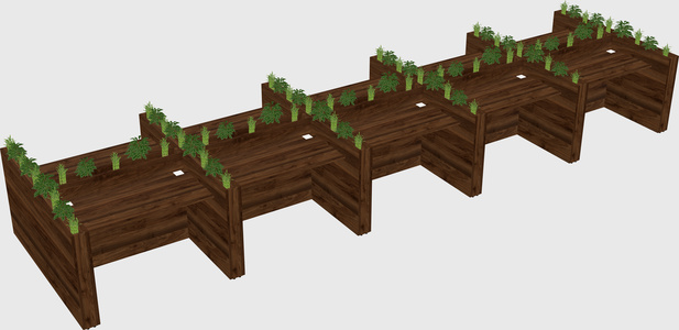 Rectangular shared desk