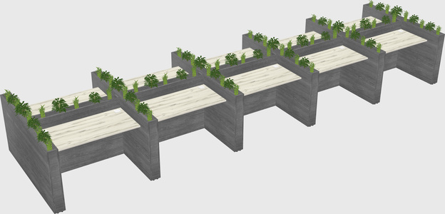 Rectangular shared desk