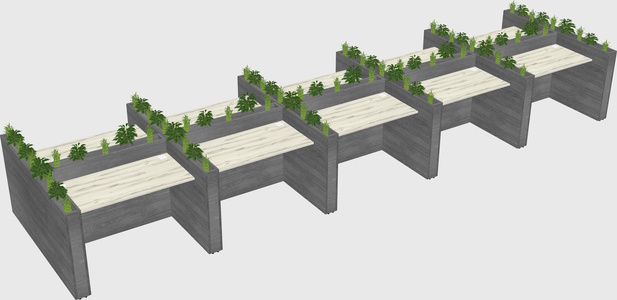 Rectangular shared desk