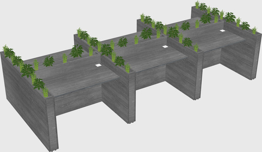 Rectangular shared desk