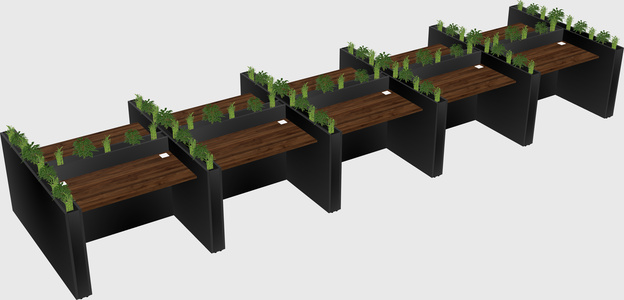 Rectangular shared desk