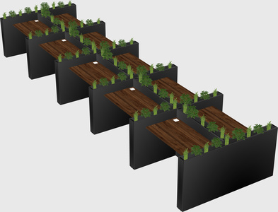 Rectangular shared desk