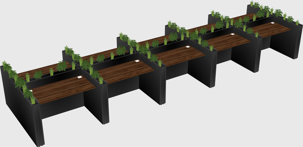 Rectangular shared desk