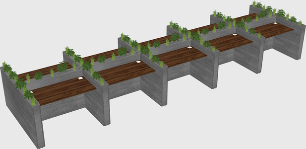 Rectangular shared desk