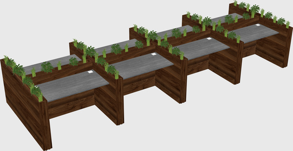 Rectangular shared desk