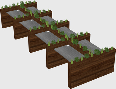 Rectangular shared desk