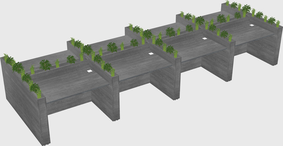 Rectangular shared desk