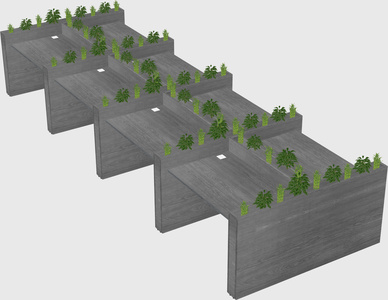 Rectangular shared desk