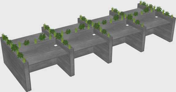 Rectangular shared desk
