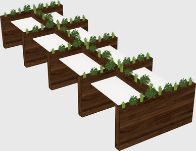 Rectangular shared desk