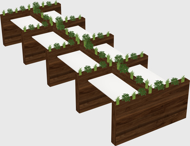 Rectangular shared desk