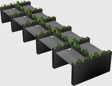 Rectangular shared desk