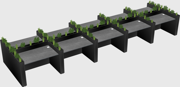 Rectangular shared desk