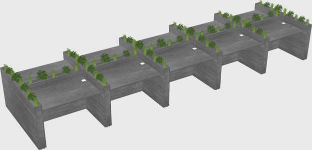 Rectangular shared desk