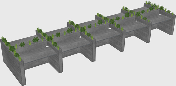 Rectangular shared desk