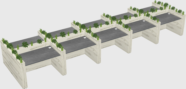 Rectangular shared desk