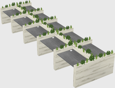 Rectangular shared desk