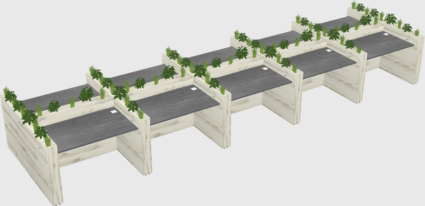 Rectangular shared desk