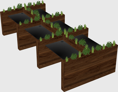 Rectangular shared desk