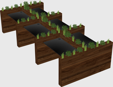 Rectangular shared desk