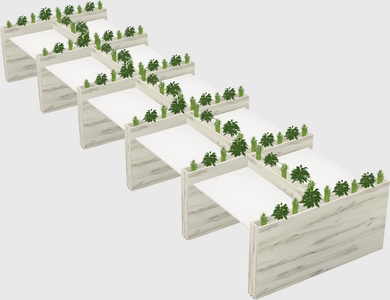 Rectangular shared desk