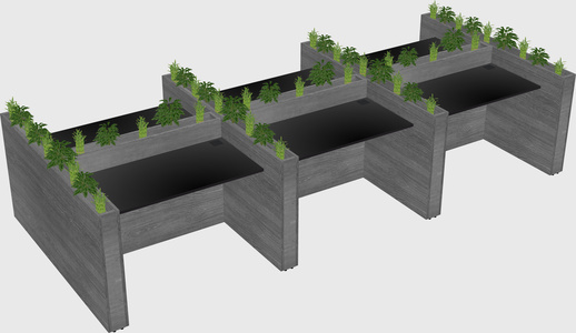 Rectangular shared desk