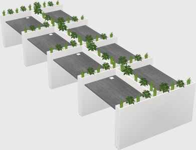 Rectangular shared desk