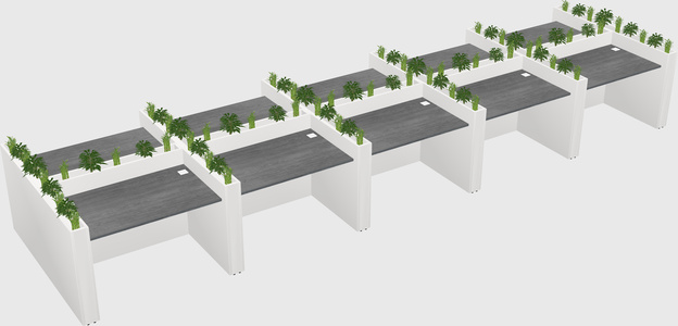 Rectangular shared desk