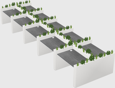 Rectangular shared desk