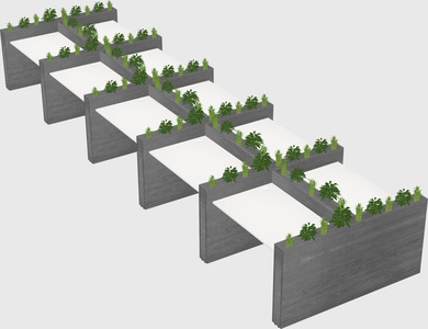 Rectangular shared desk