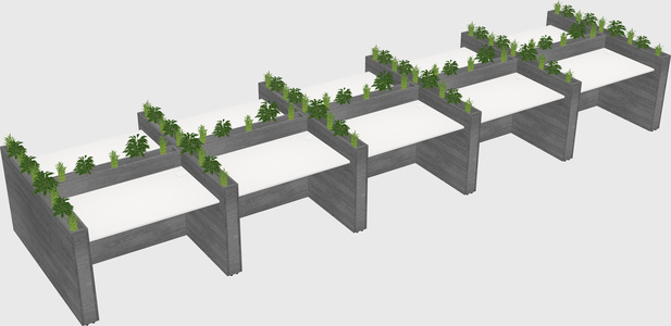 Rectangular shared desk
