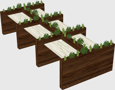 Rectangular shared desk