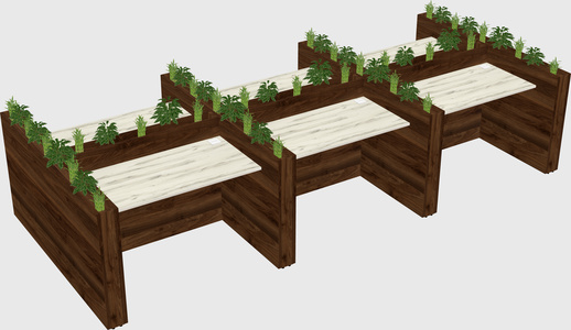 Rectangular shared desk