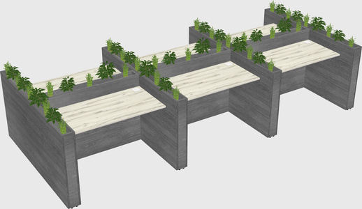 Rectangular shared desk