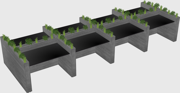 Rectangular shared desk
