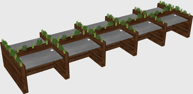 Rectangular shared desk