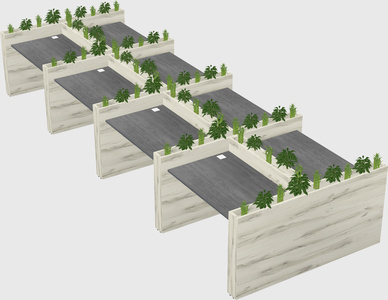 Rectangular shared desk